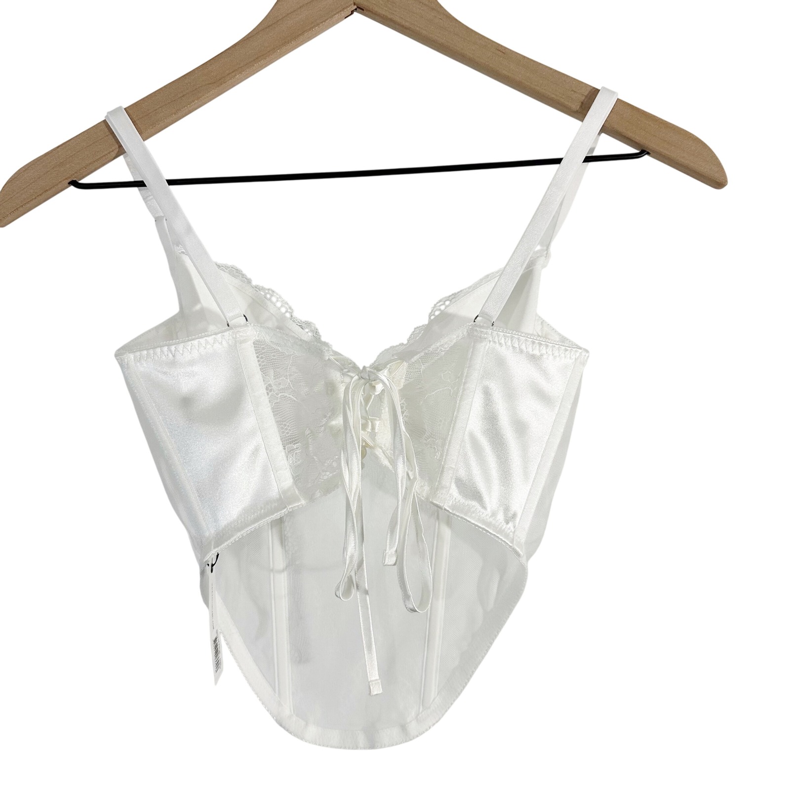 Kat The Label Montclair Bustier Lace Trim Crop Top White Extra Small Corset — image 2 of 5
